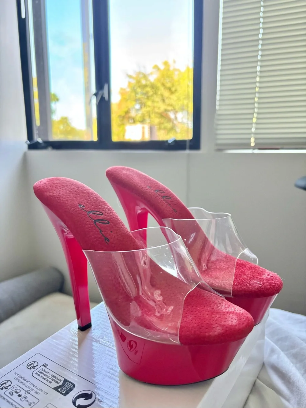 Ellie Red Platform Clear Strap High Heel